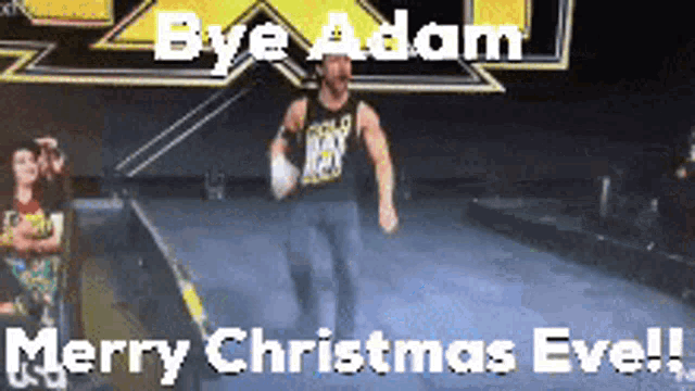bye adam merry christmas eve ! is written on the screen