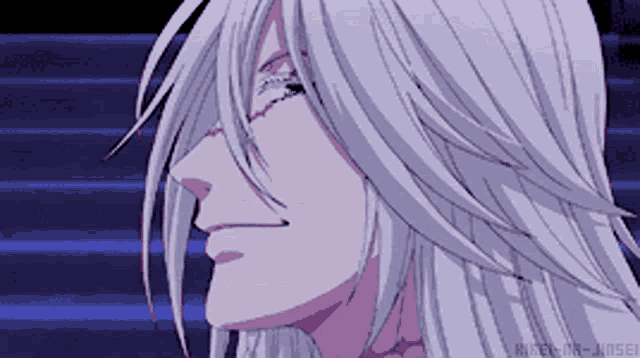 a close up of a person 's face with a purple background and a watermark that says kingdom-jisei