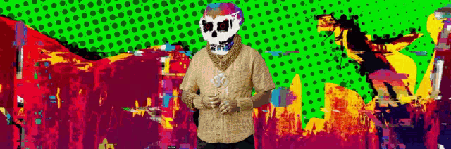 a man with a skull mask on his face