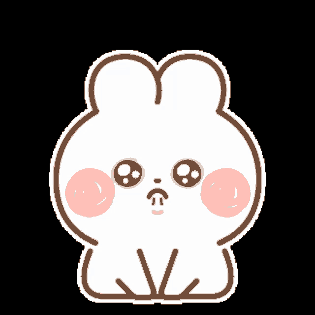 a cartoon rabbit with a heart shaped head and pink cheeks