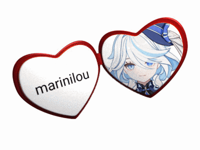 a red heart with the word marinilou on it