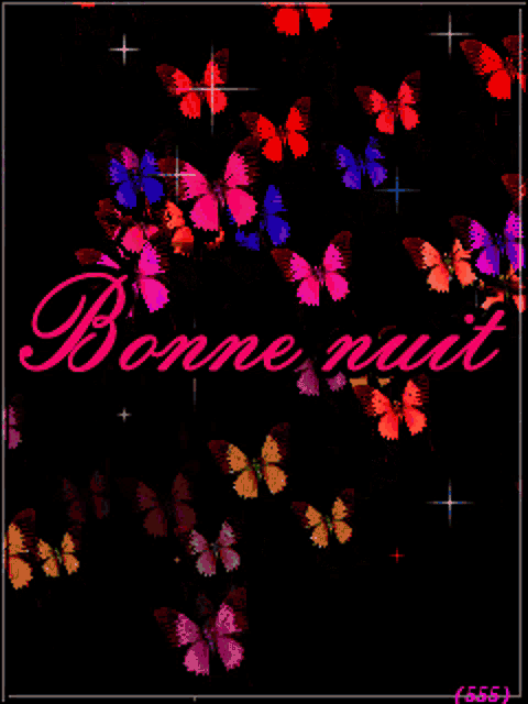 a bonne nuit greeting card with colorful butterflies