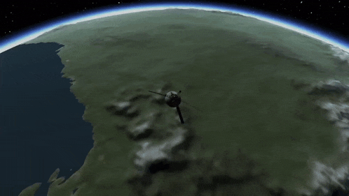 a computer generated image of a satellite flying above the earth