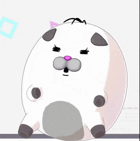 a cartoon of a cat with a pink nose