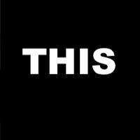 a black background with the word this in white letters .