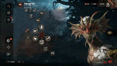 a screenshot of a video game shows a dragon and a castle in the background