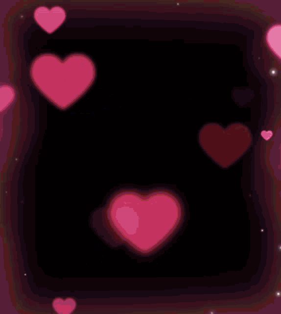 a colorful abstract painting with hearts and a swirl