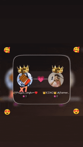 a screenshot of two people with crowns on their heads and the name praga singh on the bottom