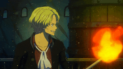 a cartoon of a man holding a torch that is on fire