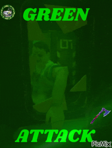 a green background with the words green attack in green letters