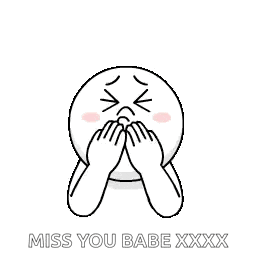 a cartoon character is blowing a kiss surrounded by hearts and the words `` miss you babe xxx ''