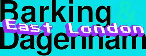 a green background with the words barking east london dagenham on it