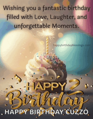 a birthday card with a cupcake with a lit candle