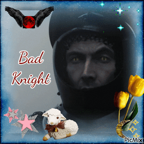 a picture of a man with the words bad knight written above him