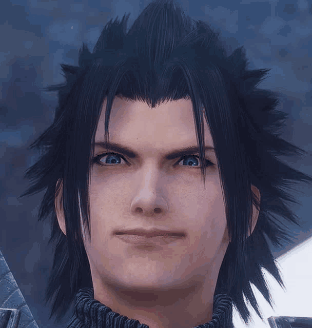 a close up of a man 's face with a serious look on his face