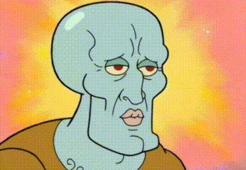 a cartoon character with a bald head is standing in front of a yellow background .