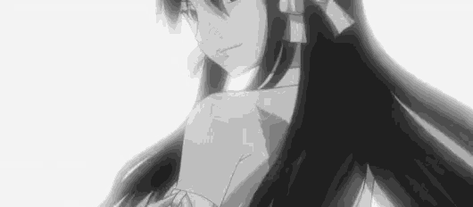 a black and white drawing of a girl with long hair and a bow in her hair .