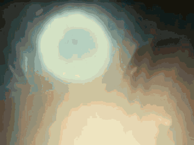 a painting of a white circle with a black background