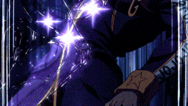 a person in a purple outfit with a star on their wrist and the word jojo on their sleeve