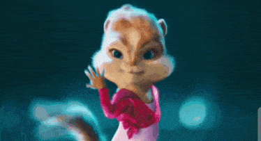 two chipmunks are dancing on a stage with a crowd in the background