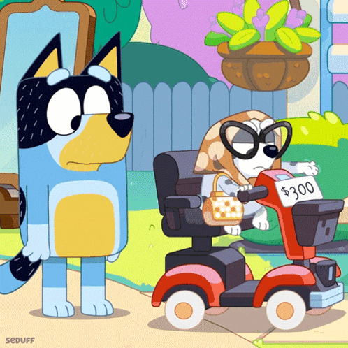 a dog in a scooter with a sign that says $ 300 on it