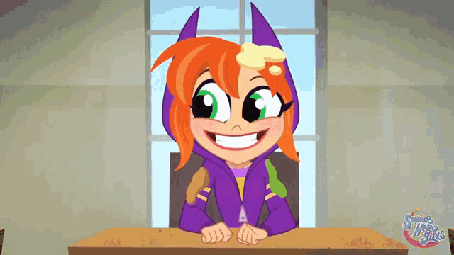a cartoon character from super hero girls is smiling