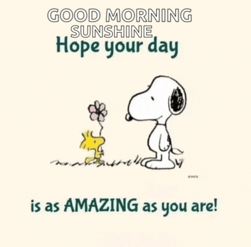 snoopy and woodstock are standing next to each other in a field with a flower in their mouths .