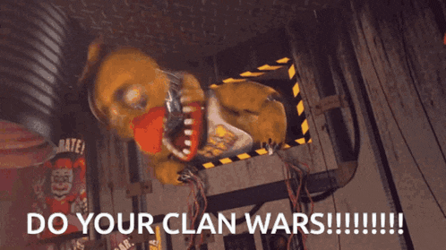 a picture of a stuffed animal with the words do your clan wars below it
