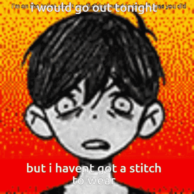 a black and white drawing of a boy with the words " i would go out tonight "