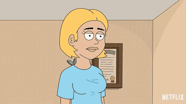 a cartoon of a woman with a surprised look on her face and the word netflix on the bottom
