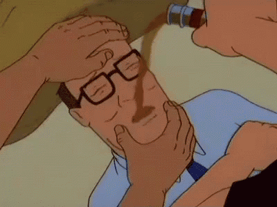 a cartoon of a man with glasses being slapped by a woman