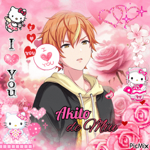 a picture of a boy with the name akito de mia on it