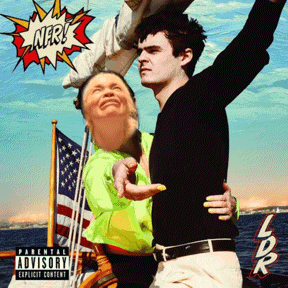 a picture of a man and a woman with a parental advisory label