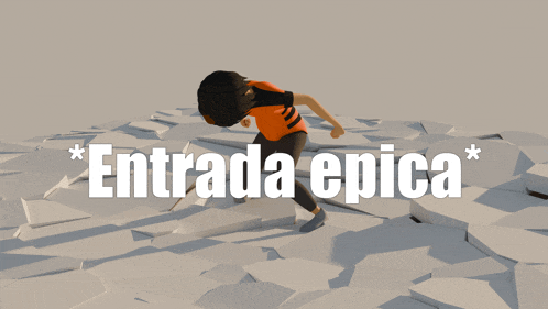 a 3d rendering of a person with the words entrada epica written above them