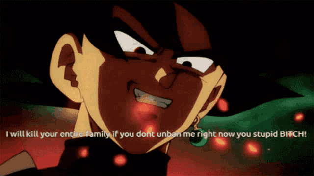 a cartoon character with the words " i 'll kill your entire family "