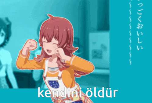 a picture of a girl with the word kendini on the bottom right