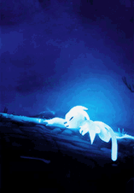 a blue background with a white object in the middle of it