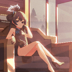 a pixel art drawing of a girl sitting on a chair