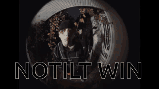 a picture of a man with the words notilt win written above him