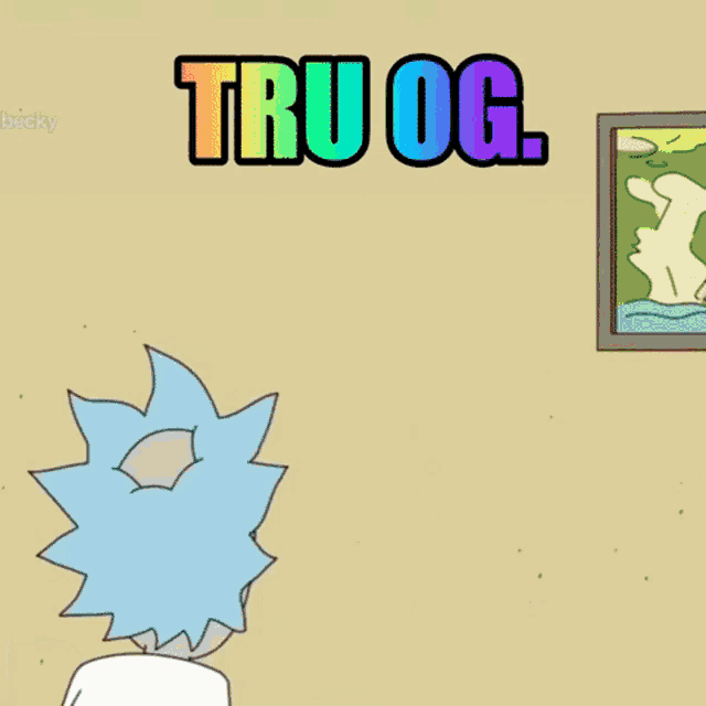 a cartoon drawing of a girl with the words tru og written above her
