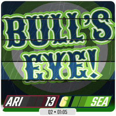 a scoreboard for a game between the seahawks and bulls