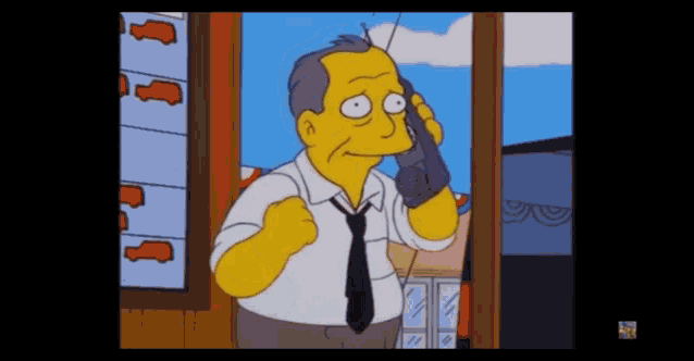 a cartoon of a man talking on a phone