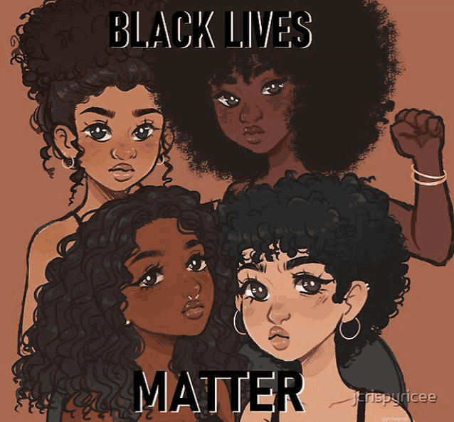a poster that says black lives matter with a group of women