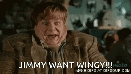a man in a suit and tie is saying jimmy want wingy .