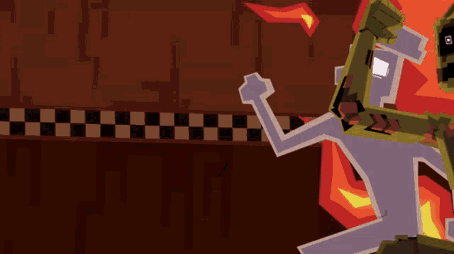 a pixel art drawing of a cartoon character with the number 3 on his face