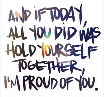 a quote that says " and if today all you did was hold yourself together i 'm proud of you "