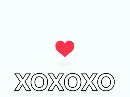 a white background with a red heart and the words xoxo