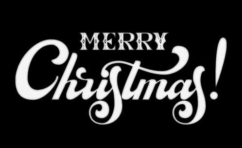 a merry christmas sign that is white on a black background