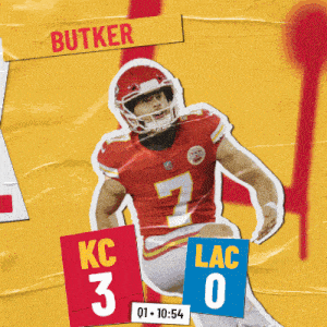 a picture of a football player with the name butker on it