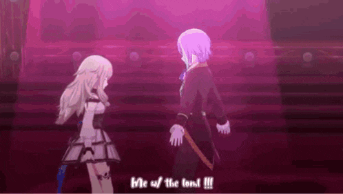 a man and a woman are standing next to each other on a stage in a video game .